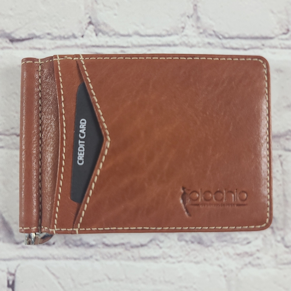 Polochio RFDI Minimalist Card Wallet Brown Leather